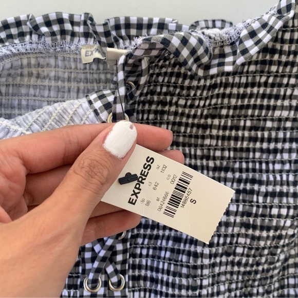 Express Black and White Sleeveless Bustier Top - Picture 5 of 6